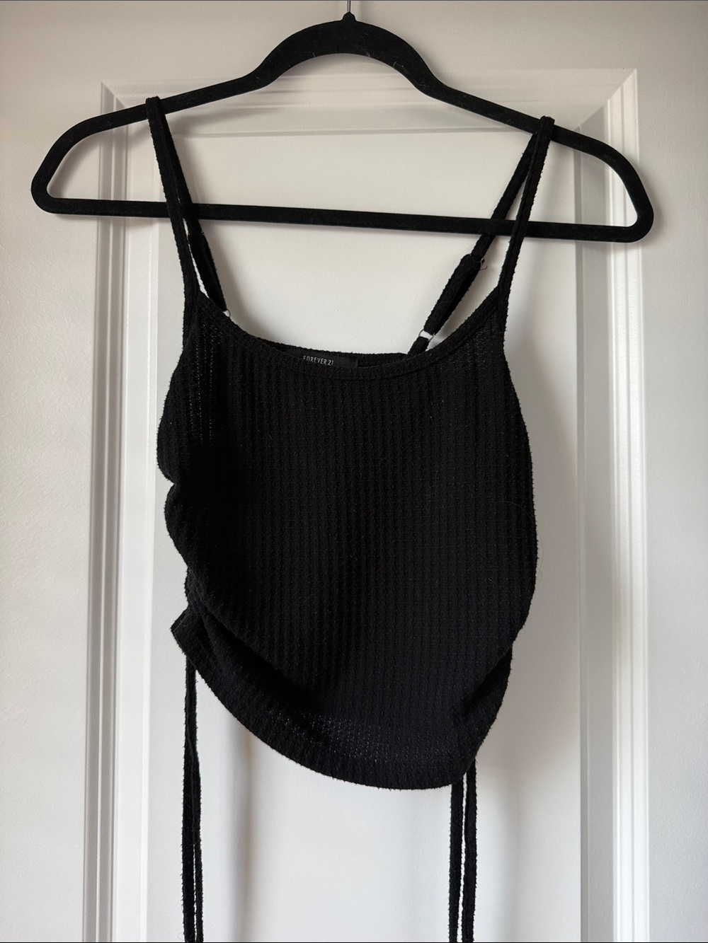 Forever 21 Black Ribbed Tie-Hem Cami